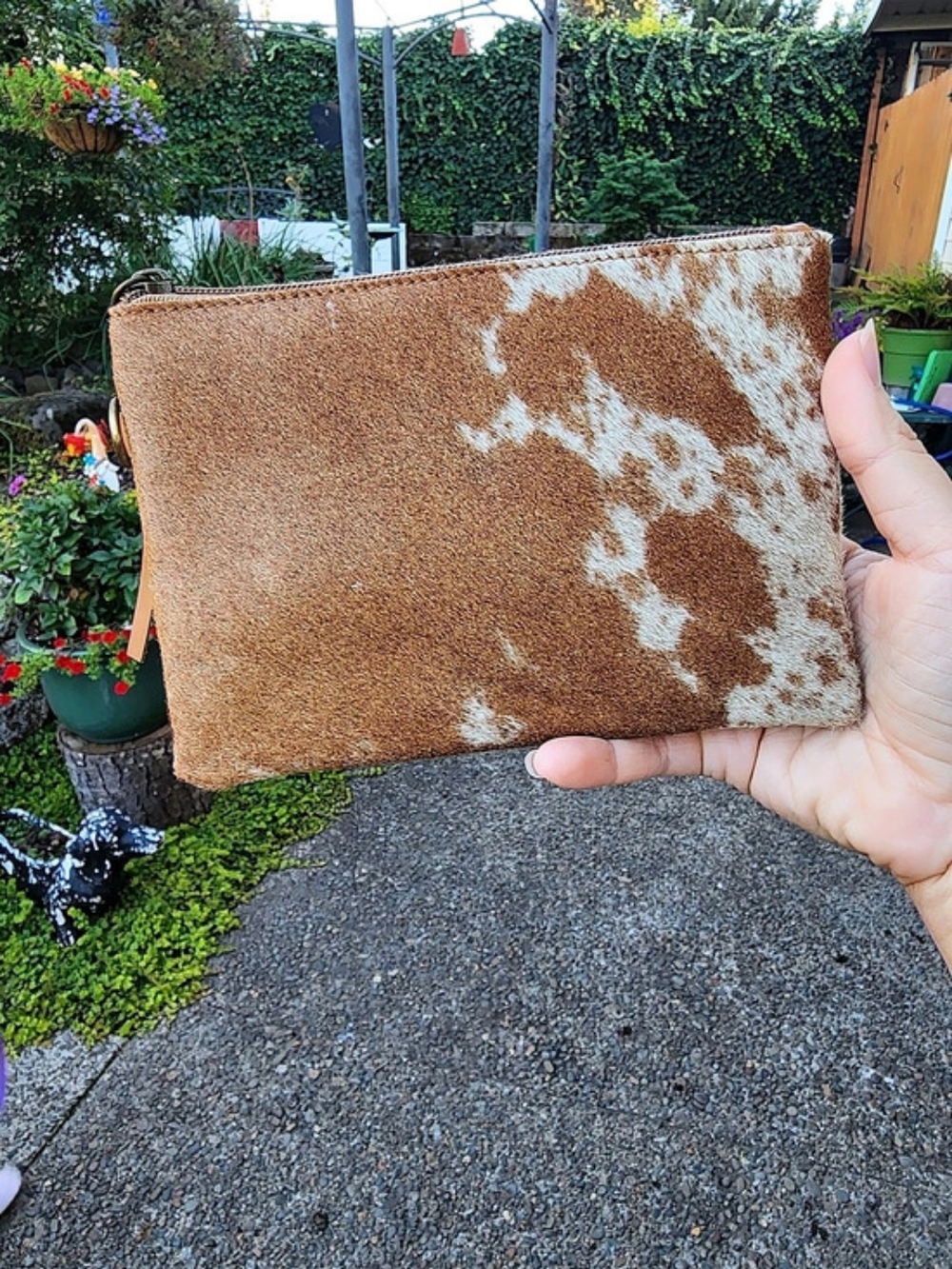 NWOT Geniune Cowhide And Leather Wristlet Clutch